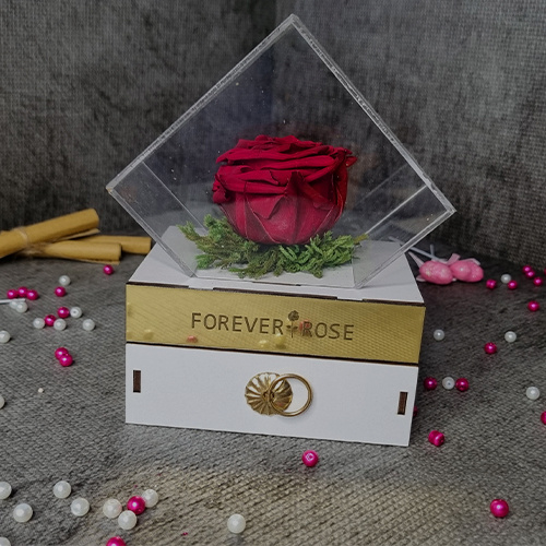 گل رزجاودان قرمزباکس کشودار لوزی کادو تولد ولنتاین | پز بده